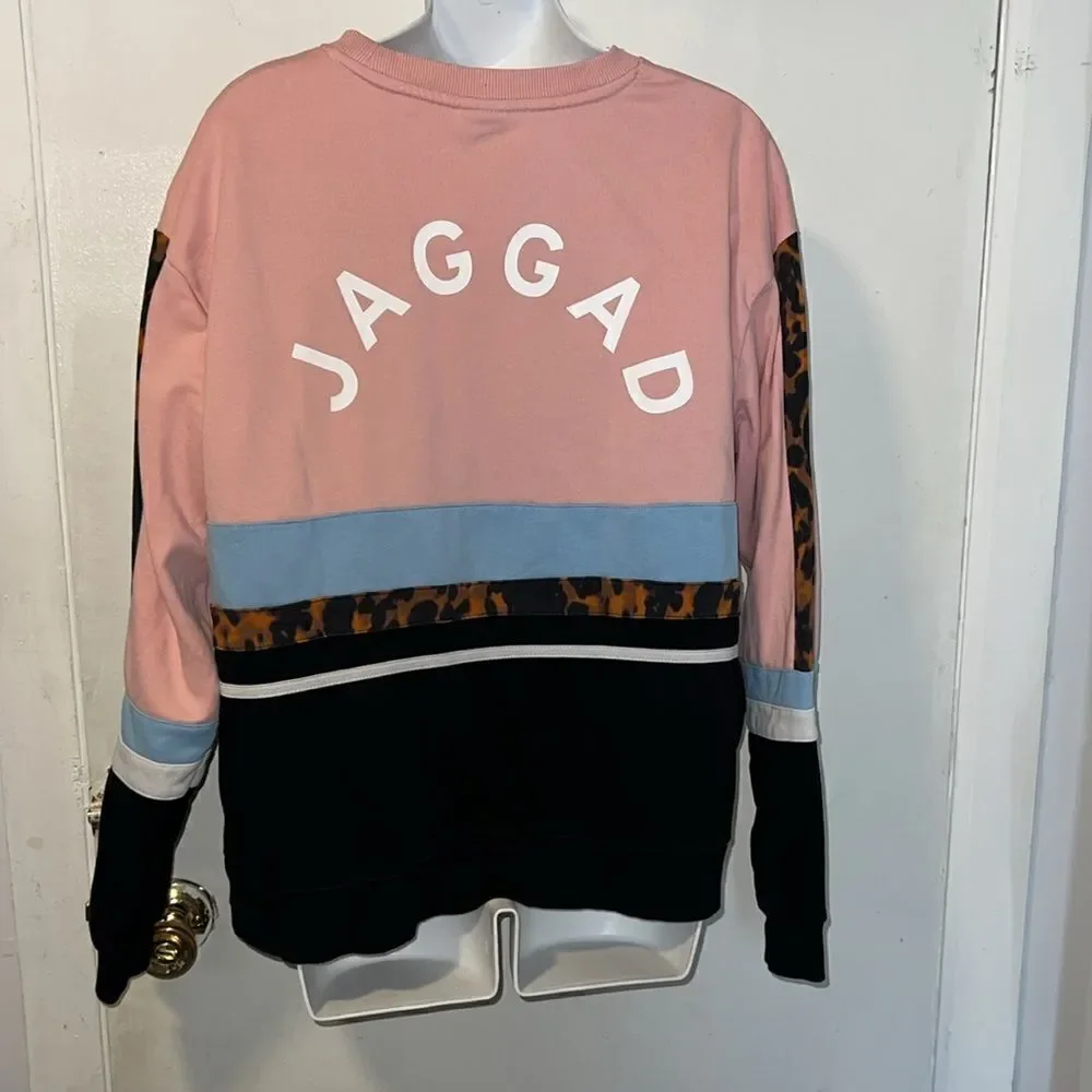 JAGGAD Montalvo Pink, Black and Blue Paneled Sweater-M